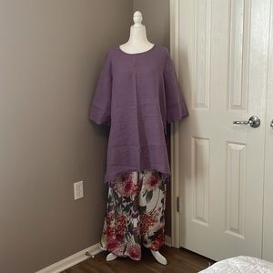 Bryn Walker- Bre Tunic - Size Large - Lavender Linen - MADE IN THE USA brand